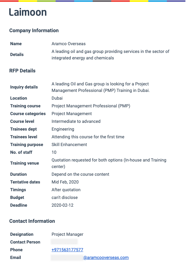 corporate training proposals at Laimoon